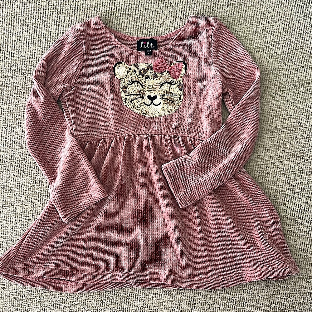 Lilt Girls Sequence Cheetah Long Sleeve Dress